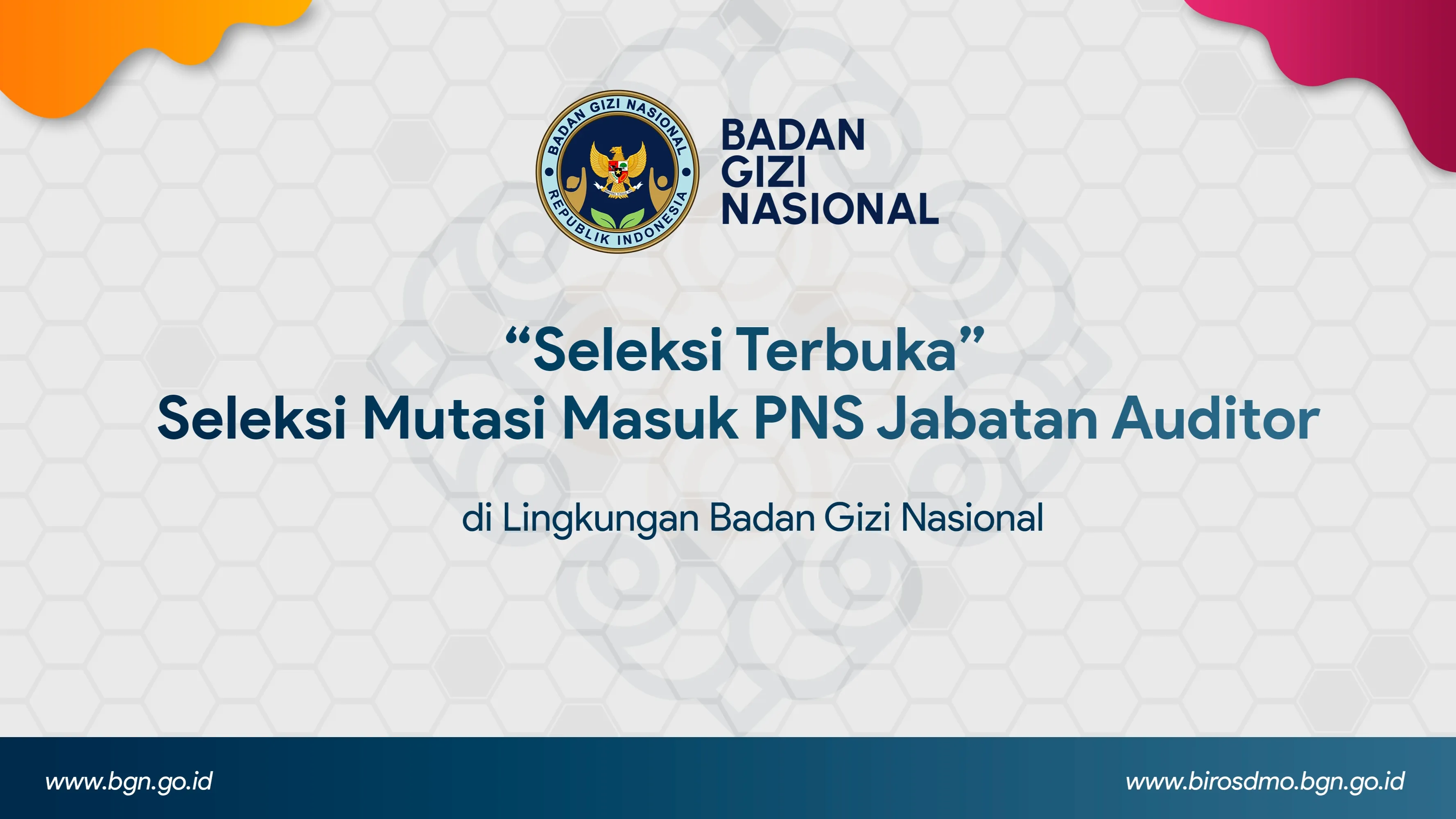 Seleksi Terbuka - Seleksi Mutasi Masuk PNS Jabatan Auditor di Lingkungan Badan Gizi Nasional Simalungun